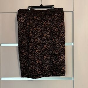 Forever 21 Black and Brown Lace Pencil Skirt